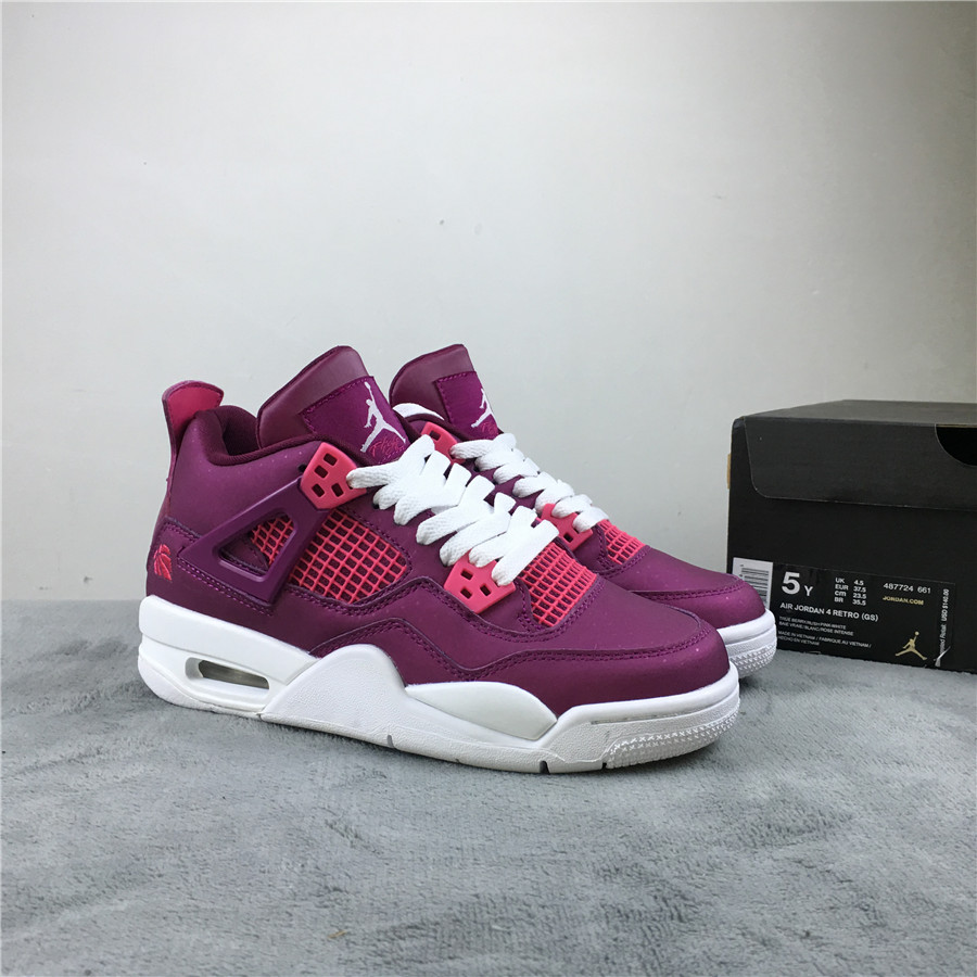 Air Jordan 4 Valentine Day's Purple White Shoes - Click Image to Close